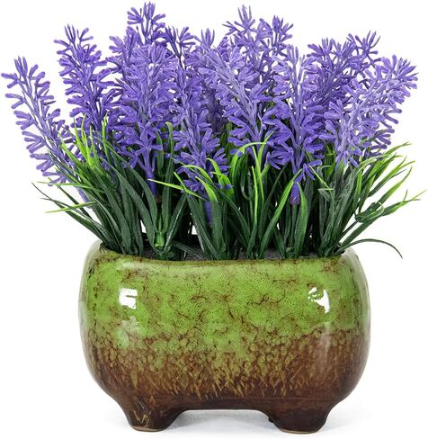 Artificial Lavender Plant Fake Lavender Flowers in Ceramic Pot Faux Lavender Flowers for Bathroom Bedroom Kitchen Office Desk Purple Lavender Decor in Saudi Arabia