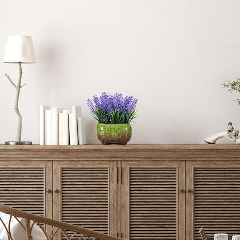 Artificial Lavender Plant Fake Lavender Flowers in Ceramic Pot Faux Lavender Flowers for Bathroom Bedroom Kitchen Office Desk Purple Lavender Decor in Saudi Arabia