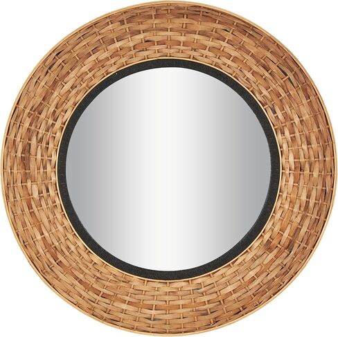 Deco 79 Seagrass Handmade Room Wall Mirror Entryway Mirror with Black Inner Frame, Wall Mounted Mirror 38" x 2" x 38", Brown in Saudi Arabia