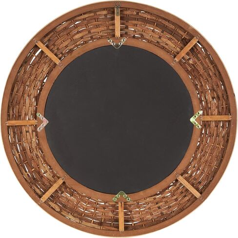 Deco 79 Seagrass Handmade Room Wall Mirror Entryway Mirror with Black Inner Frame, Wall Mounted Mirror 38" x 2" x 38", Brown in Saudi Arabia