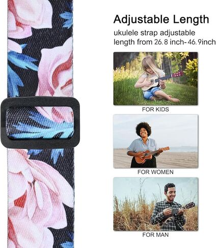 دولبهي حزام قيثارة، احزمة كتف يو كيه قابلة للتعديل بنمط الزهور لحفلات سوبرانو وتينور باريتون اوكيوليلز والمندولين والبانجو (ديزي)، ديزي، عادي in Kuwait