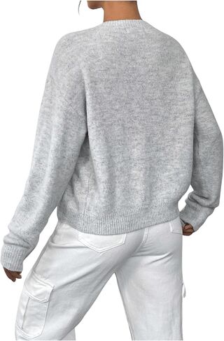 GORGLITTER Women's Button Down Drop Shoulder Pastel Knit Cardigan Open Front Cute Long Sleeve Sweater in Saudi Arabia
