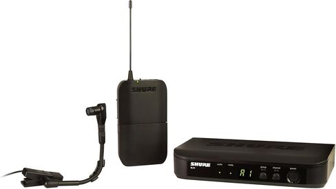نظام الميكروفون اللاسلكي Shure BLX14/B98 UHF - مثالي للنحاس وآلات النفخ الخشبية والقرع - عمر البطارية 14 ساعة، نطاق 300 قدم | يتضمن ميكروفونًا للأداة بمشبك، وجهاز استقبال أحادي القناة | فرقة J11 in Saudi Arabia