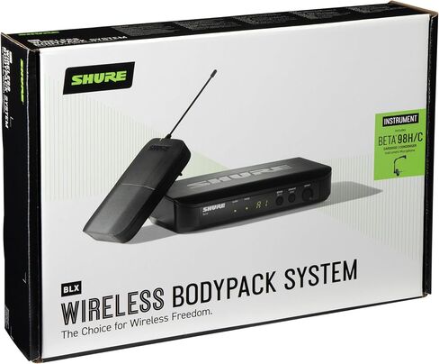 نظام الميكروفون اللاسلكي Shure BLX14/B98 UHF - مثالي للنحاس وآلات النفخ الخشبية والقرع - عمر البطارية 14 ساعة، نطاق 300 قدم | يتضمن ميكروفونًا للأداة بمشبك، وجهاز استقبال أحادي القناة | فرقة J11 in Saudi Arabia