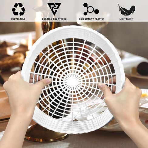 15 Pack 10'' White Plastic Paper Plate Holder, Hollow Paper Plate Special Holder,Imitation Rattan Weaving Reusable Plate Holder in Kuwait