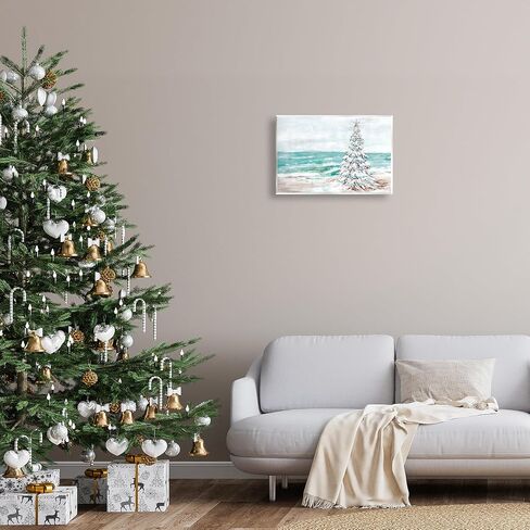 Stupell Industries Snowy Christmas Tree Beach Shore Wood Wall Art, Design by Amanda Hilburn in Saudi Arabia