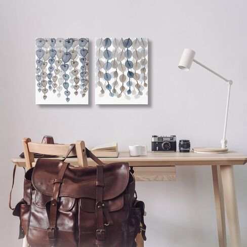 Stupell Industries Falling Vines Neutral Blue Brown Leaves, Design by Albert Koetsier Canvas Wall Art, 2pc, Each 16 x 20 in Saudi Arabia