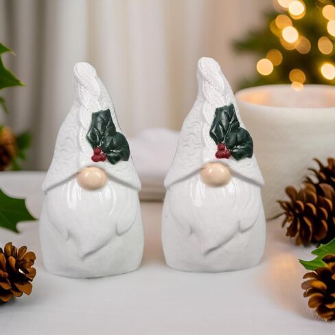 مجموعة The Bridge Collection Christmas Gnome Salt & Pepper Shaker - هزازات الملح والفلفل من السيراميك لديكور الشتاء in Kuwait