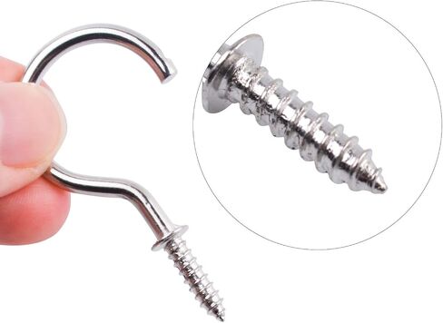 Aylifu Small Screw-in Ceiling Hooks, 100 Pieces Metal Cup Hooks 37mm / 1.45in Wall Hanging Hooks Mug Hooks Holder for Coffee Tea Cups, Plant, Light - Silver and Gold Color in Saudi Arabia