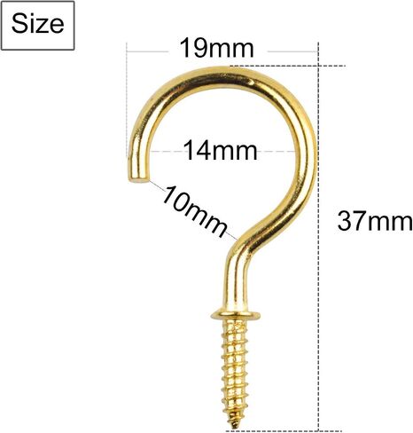 Aylifu Small Screw-in Ceiling Hooks, 100 Pieces Metal Cup Hooks 37mm / 1.45in Wall Hanging Hooks Mug Hooks Holder for Coffee Tea Cups, Plant, Light - Silver and Gold Color in Saudi Arabia