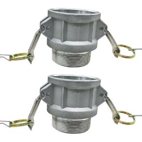 Beduan Aluminum Cam Lock Fittings (Part B) Cam and Groove Hose Fitting, 2" Female Coupler x 2" Male NPT Threaded Adapter