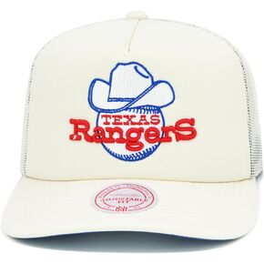 Mitchell & Ness Texas Rangers Cooperstown MLB Evergreen Trucker Snapback Hat Cap - Off White