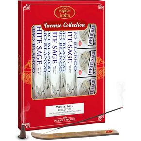 Mystic India - Hem Incense White Sage 4 Tube Hexa & 3 Box Cones with Free Incense Holder & Cone Holders.