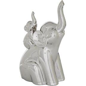 The Novogratz Porcelain Ceramic Elephant Decorative Sculpture Home Decor Statue, Accent Figurine 5" x 7" x 11", Silver