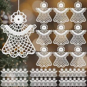 Buryeah 36 Pcs Angels Christmas Ornaments Crochet Angels Decorations Christmas Hanging Ornaments for Christmas Tree Winter Home Wall Holiday Party Gift, 6 Styles