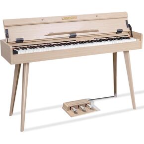 88 Key Weighted Digital Piano- Wooden Desk Electric Piano Transforms Between Desk and Vanity - Progressive Hammer-Action Keyboard, Perfect for Beginners with MIDI Functionality