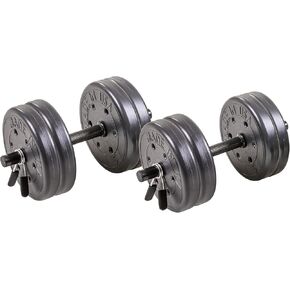 US Weight Adjustable 42LB Dumbbell Set with Spring Clips, 14" Knurled Bars – Made in USA, Essential Home Gym Equipment for Strength Training