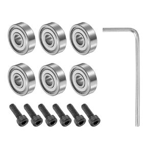 6pcs Ball Bearings - [ 3/16" I.D. 5/8" OD ] Double Shielded Chrome Steel Deep Groove Ball Bearings with #5-40 x 3/8" Screws for Router Bit Use