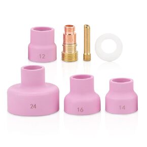 Alumina Ceramic Welding Cup Set,#12#14#16#24 Tig Welding Cups 0.1in Thickness Alumina Torch Gas Lens Kit Industrial Supplies WP‑17/18/26 1.6