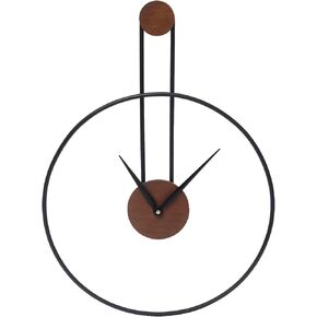 Stylish Medium Wall Clock with Metal and Walnut Dial 24.4" X 17.7" in, Noiseless and Lightweight, Ideal for Living Room, Bedroom, Study, and Office Decor Sleek Black