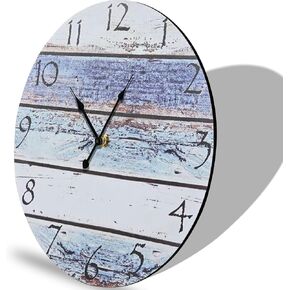 Home Decor Clock,Nautical Wall Clock 14 inch Silent Non Ticking Quartz - Battery Operated, Vintage Shabby Beachy Ocean Paint Boards Wooden Round Home Decoration Wall Clock(Victor Hugo)