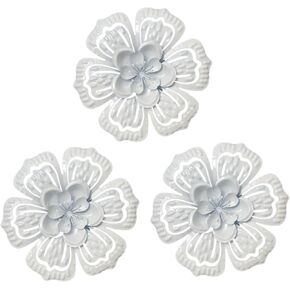 FTIJKLYE Metal Flower Wall Art Multiple Layer Decor for Indoor Outdoor Home Bedroom Living Room Office Garden (White)