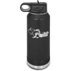 BJJ Laser Engraved Water Bottle Customizable Polar Camel Stainless Steel with Straw - brazilian jiu jitsu armbar submission Black 32 oz