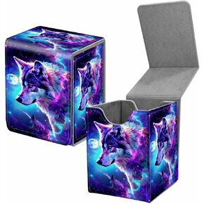 Card Deck Box for Trading Cards, MTG Commander Deck Box Fits 100+ Single Sleeved Cards, Leather Magnetic Card Storage Box for YuGiOh TCG CCG Cards, Raptor Dinosaur