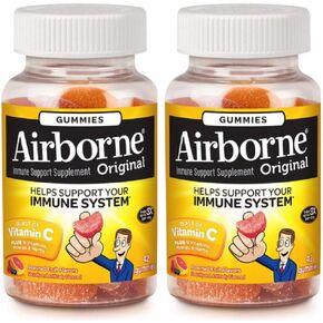 Airborne Assorted Fruit Flavored Gummies,1000mg of Vitamin C and Minerals & Herbs Immune Support 42 ct (Pack of 2)
