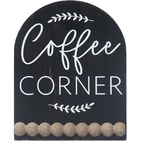 Coffee Corner Wooden Coffee Decor with Wooden Beads, Funny Coffee Wooden Sign for Coffee Bar, Kitchen, Dining Room, Home Decor