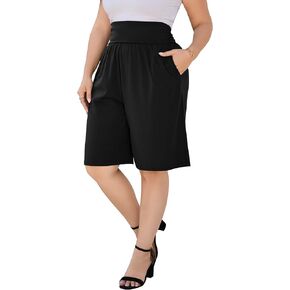 KOJOOIN Plus Size Shorts Womens Plus Size Shorts High Waist Wide Leg Shorts Casual Plus Size Shorts with Pockets