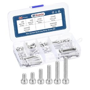 60pcs M4 Socket Head Cap Screws Bolts Nuts Assortment Kit - [M4x6/8/12/16/20/25mm] 304 Stainless Steel Allen Socket Drive for 3D Printer