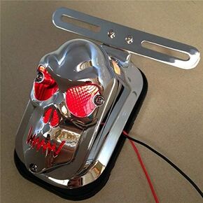 XKMT-Chromed Heavy Metal Aluminum Red Tombstone Brake Tail Light Signal Compatible With Motorcycle Bike [B00YYL7UEK]