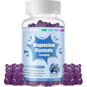 Magnesium Glycinate Gummies 1000mg - Sugar Free Magnesium Potassium Supplement with Vitamin D, B6, CoQ10 for Calm Mood & Sleep Support - 60 Strawberry Gummies in Saudi Arabia