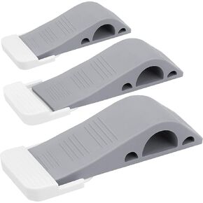 Door Stopper,Rubber Door Stop, Door Stops with Door Holder Stoppers Works On All Floor Types, Door Security, Stop with Door Holder,Door jam (3 Pack-Gray)