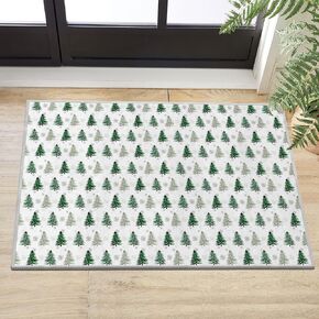 Artoid Mode Xmas Tree Snowflakes Christmas Area Rug, Winter Home Decor Low-Profile Washable Area Rugs for Entryway Bedroom Living Room Laundry Room Indoor 5x7 Feet