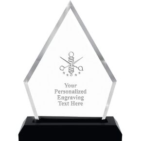 Barber Acrylics - 5.5" Pyramid Skyline Acrylic Award Barber Presentation Trophy, Engraving Included Prime