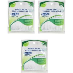 DenTek Deep Clean Bristle Picks, Removes Food & Plaque, 100 Count (Pack of 3)