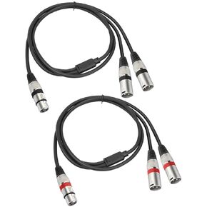 5Pack 5 Color 1.5FT XLR Female to Dual XLR Male Y Splitter Cable, Female XLR to 2 Male XLR Y Cable,XLR Splitter 1 Female to 2 Male for Micphone Mixer