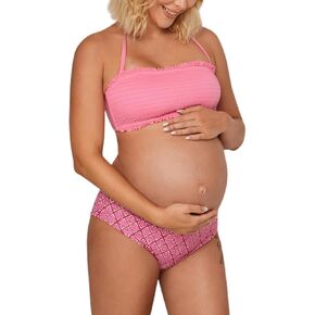 CUPSHE Women's Bikini Sets Maternity Two Piece Bathing Suit for Pregnancy Square Neck Halter Smocked Ruffled Mid Rise