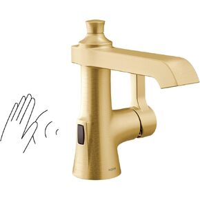 Moen S6981EWBG Flara Motionsense Wave Touchless Single Handle Bathroom Sink Faucet, Brushed Gold