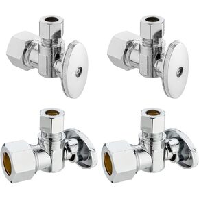 [4 Pieces] Lingmfg Angle Valve Shut Off Valve 5/8" Compression x 3/8" Compression LING-AV38-5/8COMP-A-4