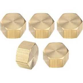 uxcell Brass Cap 5pcs G3/8 Female Pipe Fitting Hex Compression Stop Valve Connector