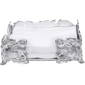 Arthur Court Napkin Holder Box Classic Heavy Cast Aluminum Metal Luncheon Fits Large Lunch Square Spring/Easter Napkins 7.5 inch Square