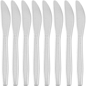 Blue Sky Basic Cutlery Collection 50-Count Medium Weight White Plastic Knives | Disposable & Convenient for Parties, Picnics, Events