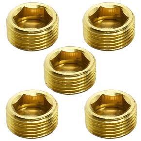 5 PCS 1/4" NPT Male Brass Internal Hex Head Socket Pipe Plugs end Cap