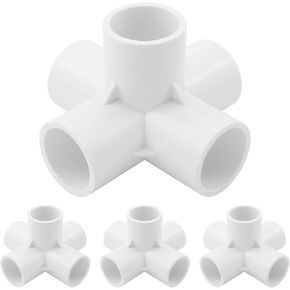 4 قطع من تركيبات الأنابيب البلاستيكية مقاس 1/2 بوصة، موصلات الأنابيب البلاستيكية ذات 5 اتجاهات، تركيبات زاوية PVC SCH40 للكوع PVC لموصلات خيمة هيكل PVC بإطار الدفيئة (5 طرق، 1/2 بوصة) in Kuwait