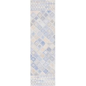 سجادة SAFAVIEH مجموعة تجريدية - 2'3" × 8'، أزرق ورمادي، تصميم هندسي، مثالية للمناطق ذات حركة المرور العالية في المدخل والمطبخ والحمام (ABT212M-28)