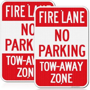 Fire Lane No Parking Sign, Fire Lane No Parking Tow-Away Zone Sign, 2Pack-18"x12" Engineer Grade Rust Free Reflective Aluminum, Fade Resistant, Weatherproof，UV Protected, Easy to Mount