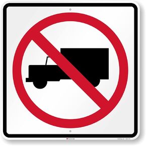 SmartSign 24 x 24 inch No Trucks Symbol Metal Sign, 80 mil Aluminum, 3M Laminated Engineer Grade Reflective Material, Red, Black and White